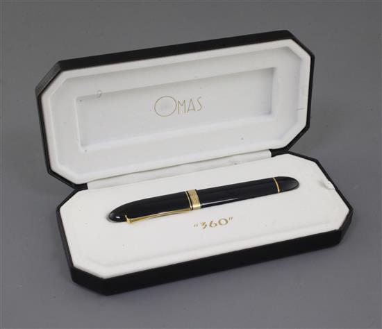 An Omas 360 black fountain pen,